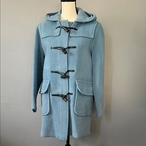 Burberry Sky Blue Hooded Pea Coat